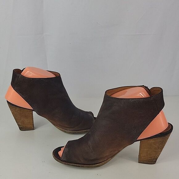Paul Green Cayanne Peep Toe Ankle Booties Nubuck Leather Block Heel - Picture 4 of 16
